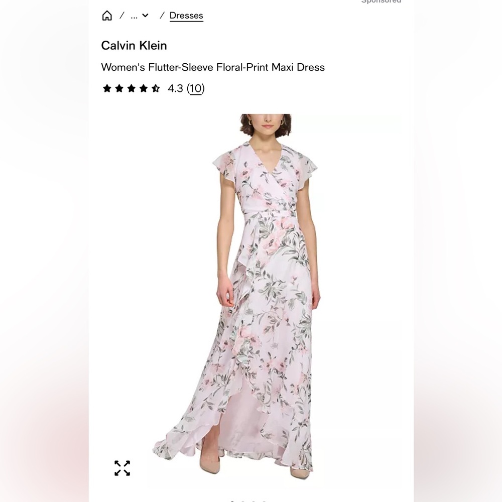 Calvin Klein Light Pink Floral Maxi Dress